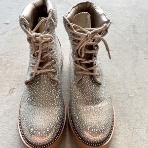 Combat Boots - Gold Rhinestones